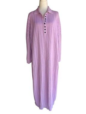 Mr Mittens Lilac Purple Pointelle Knit Cotton Collared Dress Size Xs Small
